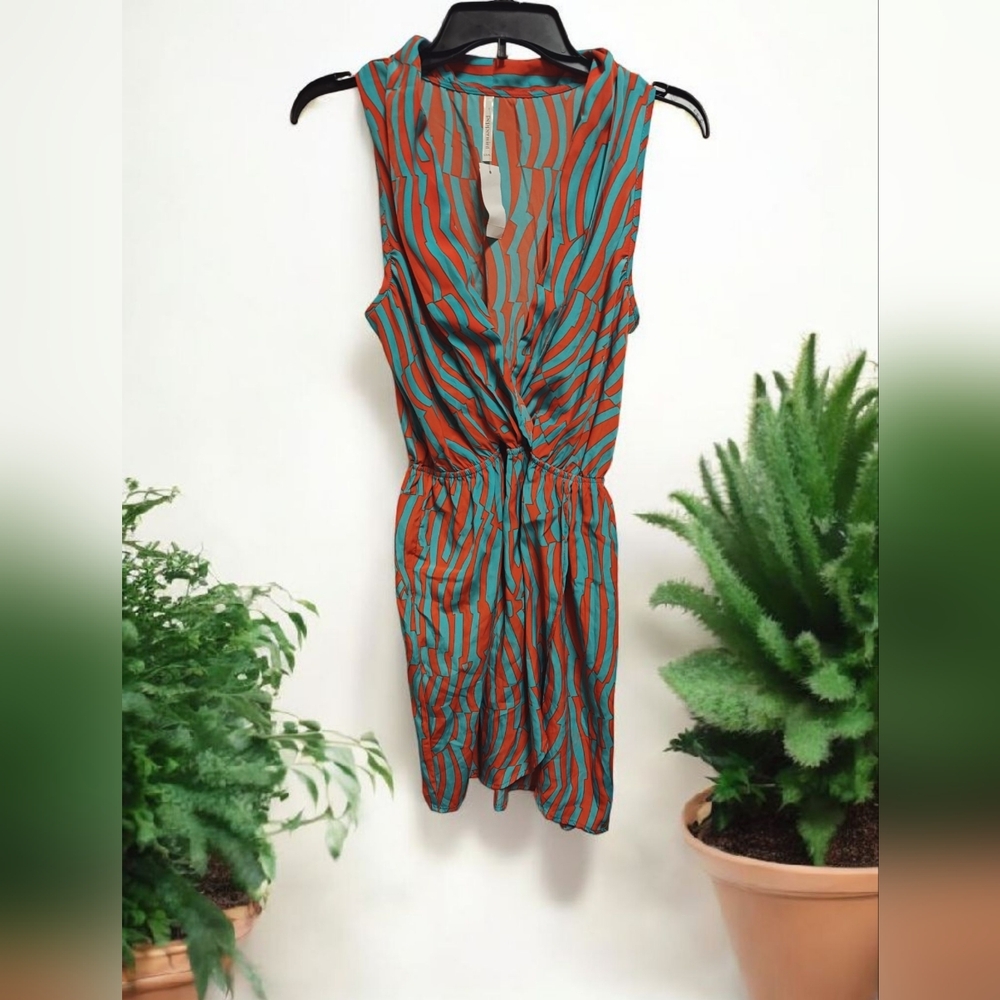 Peppermint Teal and Orange Striped Dress